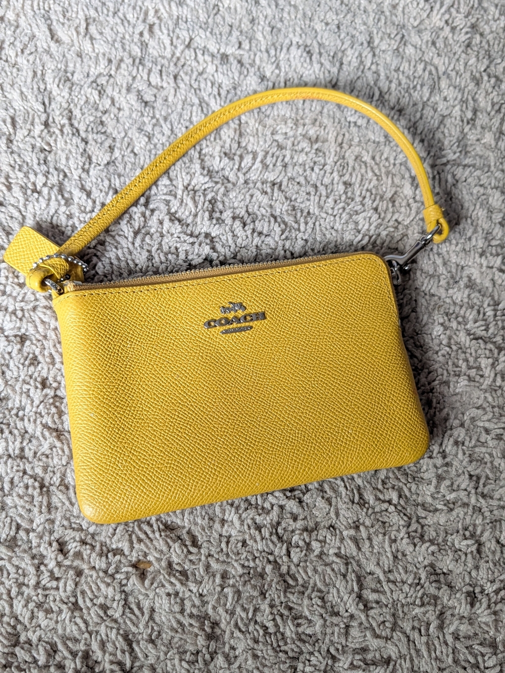 Coach Yellow Leather Wristlet Clutch with Detachable Strap
